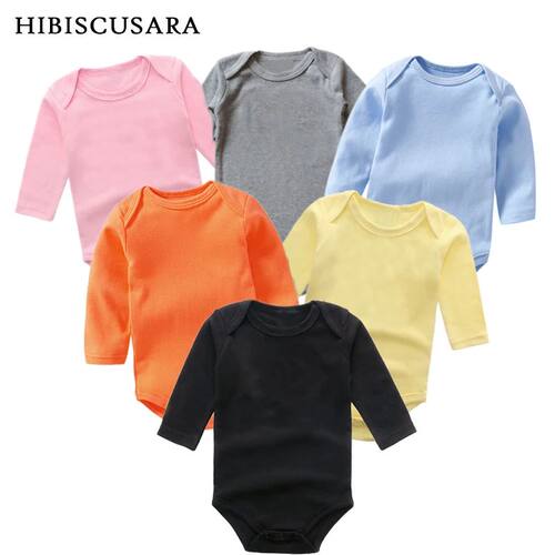 Baby Clothes Solid Color Boy Girls Romper born Long Sleeve 1