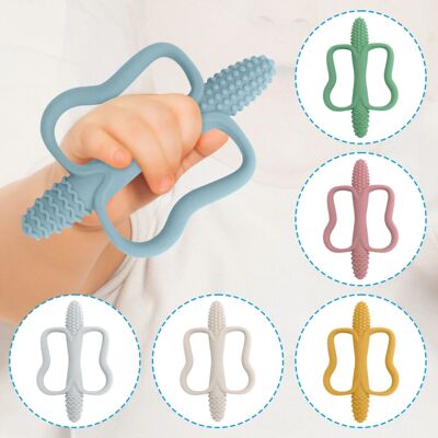 One-piece silicone teething stick with handle, baby toy teet