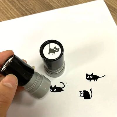 4 Styles Cute Cartoon Stamps Lovely Small Black Cat Stamp DI