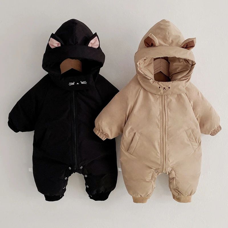 born Baby Boy Girl Jumpsuit Winter Cute Cartoon Hooded Bodys