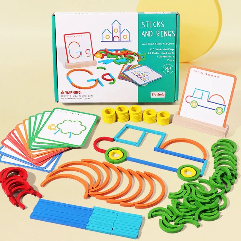 Wooden Creative Sticks And Rings Puzzle Intelligence Game Mo