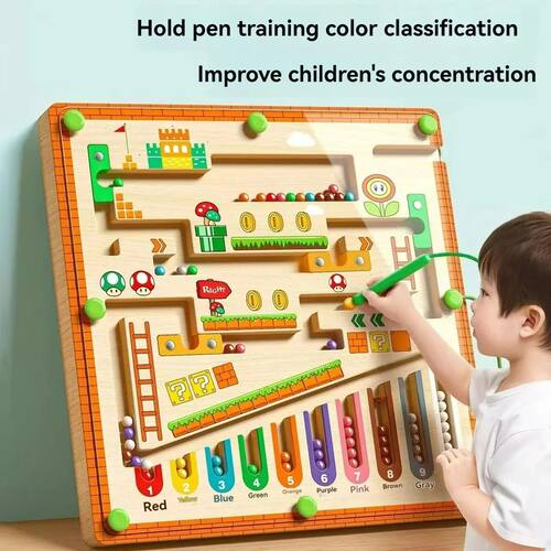 Magnetic Maze 2-in-1 STEM Toy for Ages 3-6, Develops Fine Mo