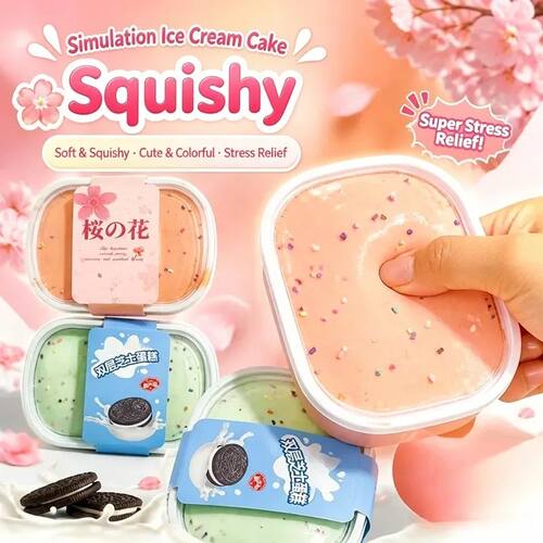 PU Ice Cream Cake Squishy Squeeze Toy Soft Stress Relief Des