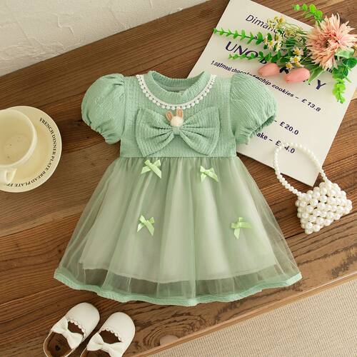 Bow Chiffon Baby Girl Dress Summer  Sweet And Cute Children'