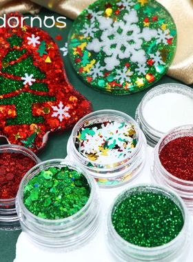 6 pcs/set Christmas Glitter For Epoxy Resin Filling Snowflak