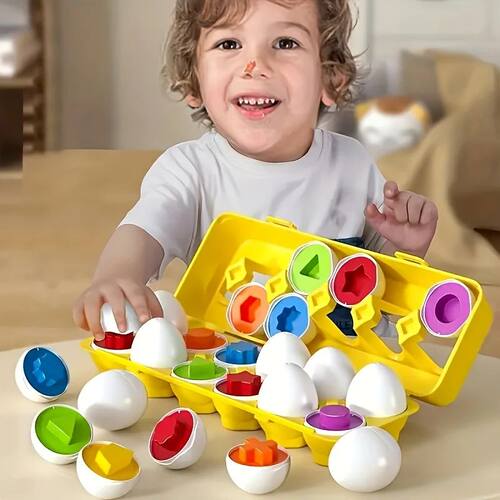 6/12pcs Color and Shape Matching Toys, Simulated Egg Shapes