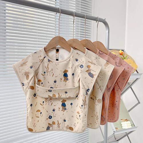 Cute Baby Bibs Toddler Baberos Bavoir Waterproof Short Sleev