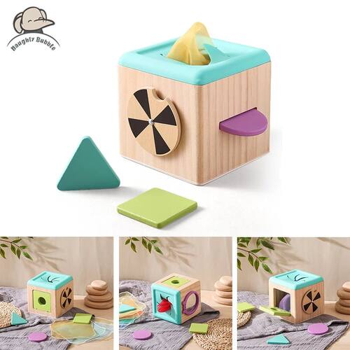 Baby Montessori Toys Wooden Magic Tissue Box Educational Lea