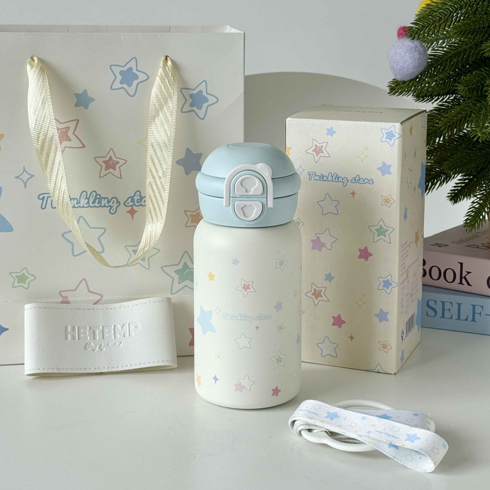 原创ins星星双饮保温杯高颜值吸管杯子316水杯不锈钢新款便携学生