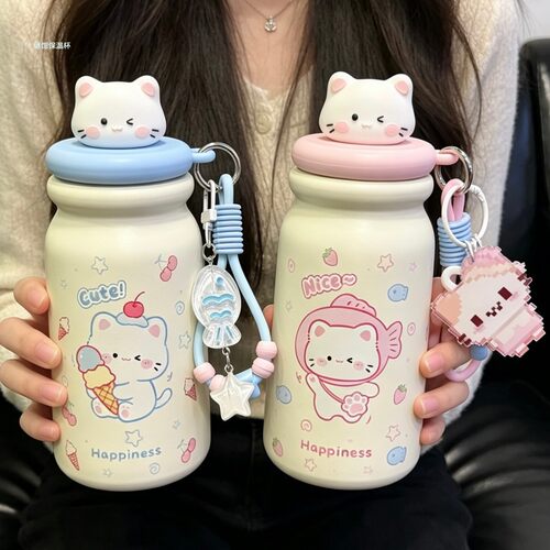新款新款可爱316不锈钢保温杯女生高颜值学生大容量便携吸管水杯i