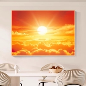 日出东方挂画客厅玄关红太阳旭日东升山水装 饰画餐厅卧室风景壁画