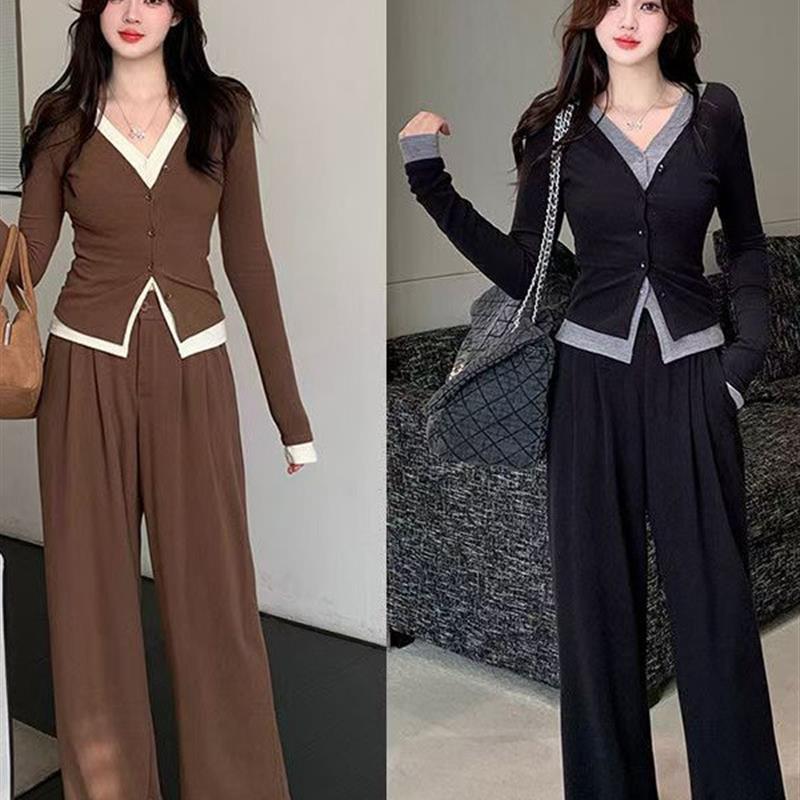 大码女装欧货爆款时尚上衣秋装微胖mm显瘦遮肉运动休闲两件套装裤