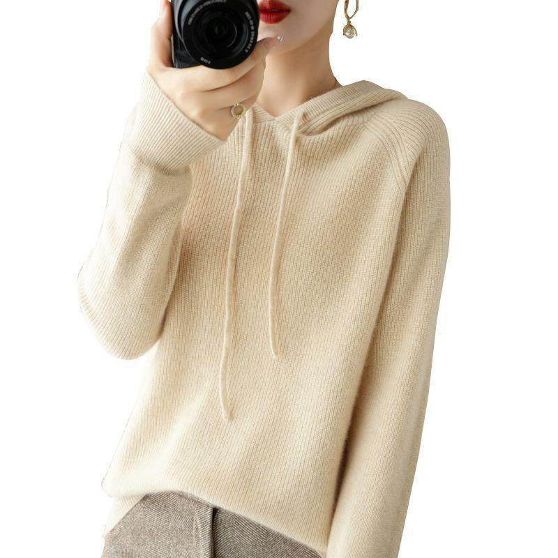 2025年秋季新款女连帽针织卫衣外套长袖加厚宽松型外套时尚女款上