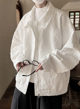 闲川高级感外套男轻奢炸街飞行员夹克春秋款小香风褶皱情侣棒球服