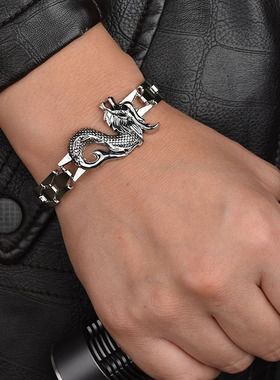 霸气十二生肖龙手镯 个性仿手表式士手链 欧美风饰品学生生日礼物