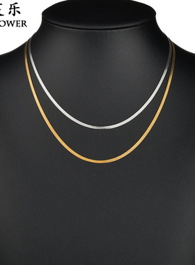 ins个性网红级感时尚女士短款钛钢项链不锈钢刀片链扁蛇骨配饰