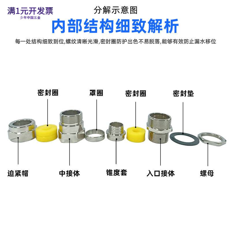 黄铜镀镍双密封电缆葛兰防水接头
