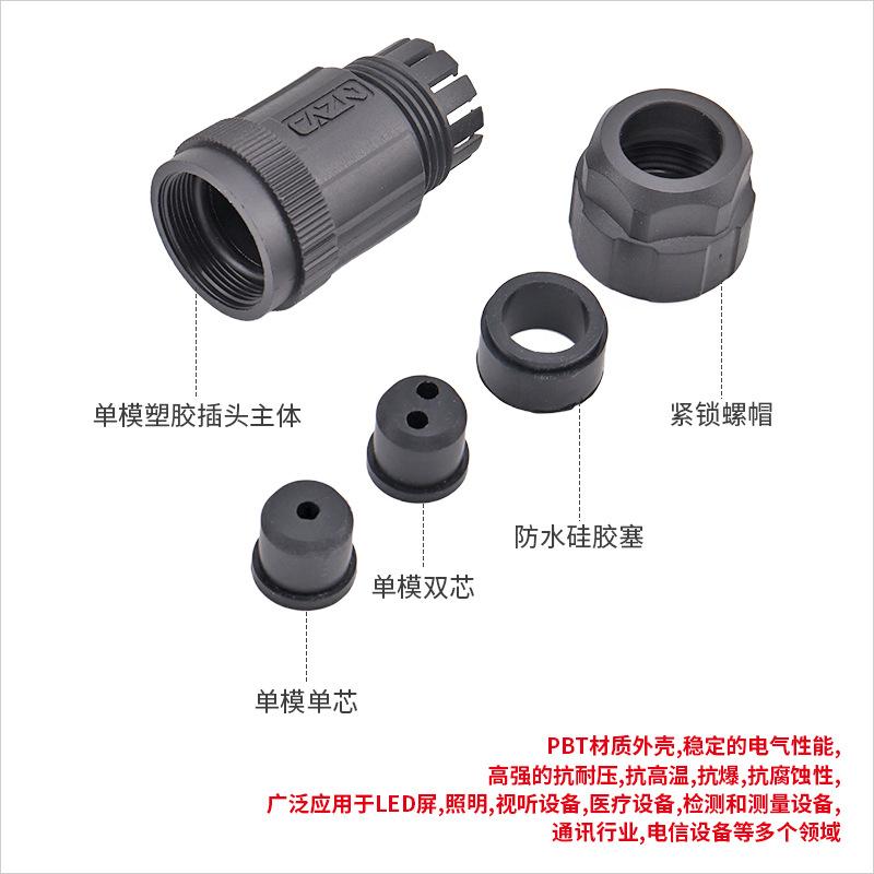正成FDDI光纤线螺纹SC LC单模单双芯插头座IP67/IP68防水航空插头