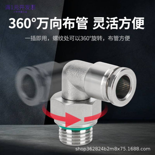 G螺纹304气动接头PC8-G02不锈钢1