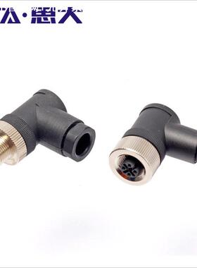 M12连接器4 8芯塑料组装式航空插头ip67直式公头5pin螺钉接线弯头