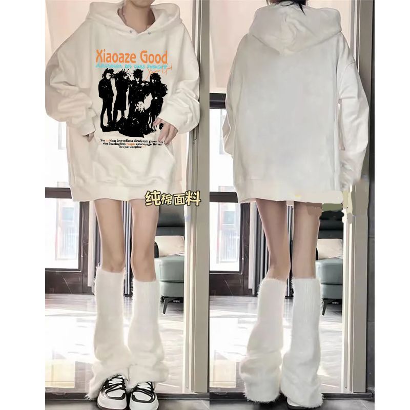 美式街头复古加绒连帽卫衣秋冬男女宽松高街ins重磅情侣加厚外套