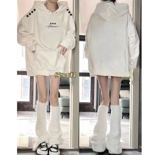 秋冬季高街潮牌情侣加厚加绒帽衫男女美式复古印花高级感连帽卫衣