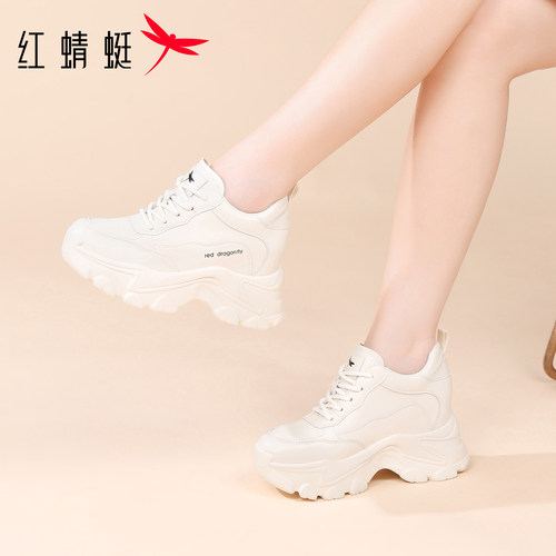 红蜻蜓品牌白色老爹鞋