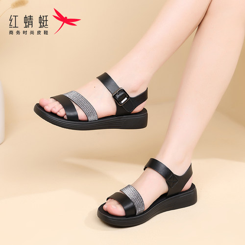 软底平底凉鞋红蜻蜓休闲