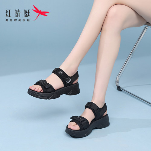 厚底增高凉鞋红蜻蜓透气