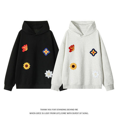 春季新款美式男宽松休闲连帽卫衣