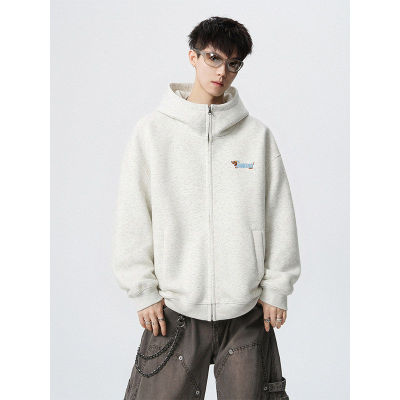 【NO LOGO PLUS】暗物质男士重磅华棉复合仿棉小狗刺绣开衫连帽卫