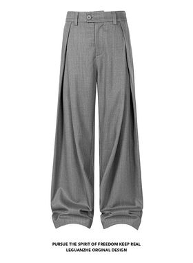 【NO LOGO PLUS】2026春季美式打褶廓形西裤大码高级感男士阔腿裤