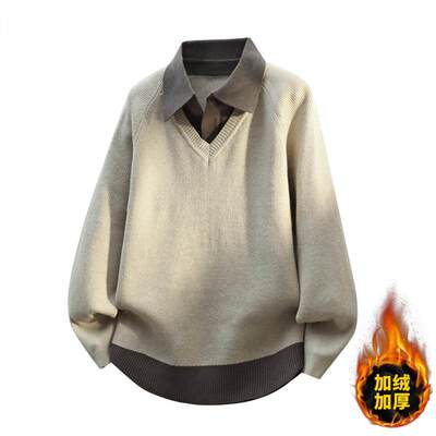 秋冬男士宽松假两件针织衫上衣