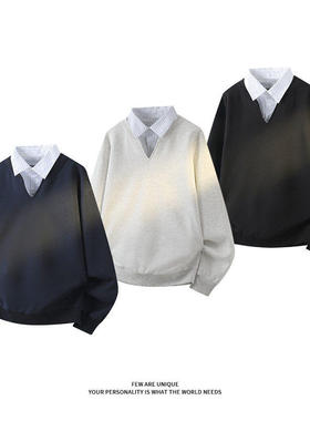 【NO LOGO PLUS】MEDM春季新款卫衣夹两件休闲百搭男女美式上衣潮