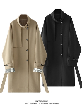 【NO LOGO PLUS】MEDM秋季新款2025长款风衣英伦风立领男士外套潮