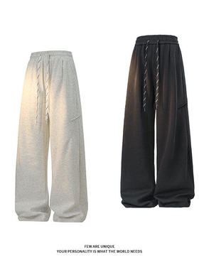 【NO LOGO PLUS】春季新款休闲裤美式复古中腰卫裤宽松男女直筒裤