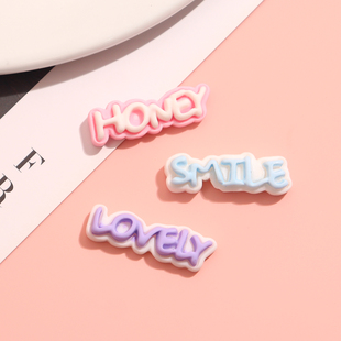 卡通英文字牌奶油胶diy树脂配件手工材料彩色字母牌收纳盒冰箱贴