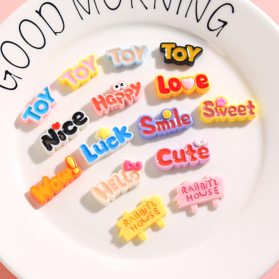 英文字牌树脂配件奶油胶材料饰品