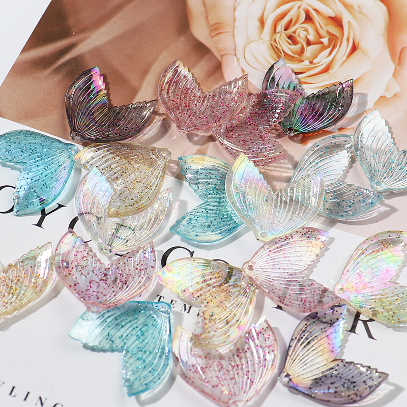 仿真水晶幻彩鱼尾闪粉亮面diy