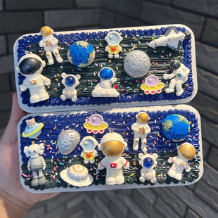 奶油胶文具盒太空宇航员儿童diy手工学生铅笔盒桌面收纳盒小礼物
