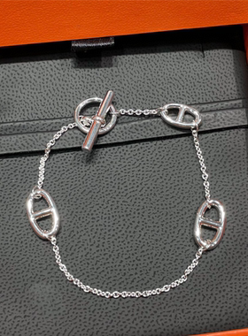 纯银猪鼻子手炼高级女生超级闪18K质感气质小红书热卖