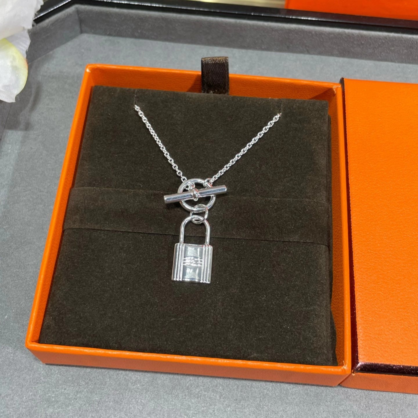 Kelly Cadenas项链纯银素银锁头项链高级感H家高版本轻奢爱心锁