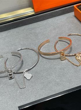 V金镀金二合一锁头手镯高级感女生超闪轻奢18K质感气质小红书热卖