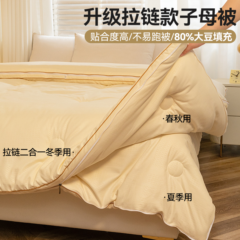 二合一子母被 大豆纤维被全棉被子冬被加厚保暖学生宿舍单人被芯