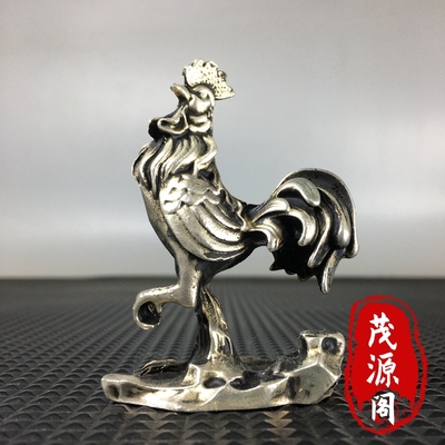 古玩纯铜实心十二生肖鸡摆件金鸡独立一鸣惊人家居桌面摆件茶宠