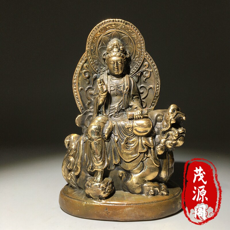 宣德年制老铜器纯铜普贤菩萨骑大象铜像家居客厅佛像摆件老物件