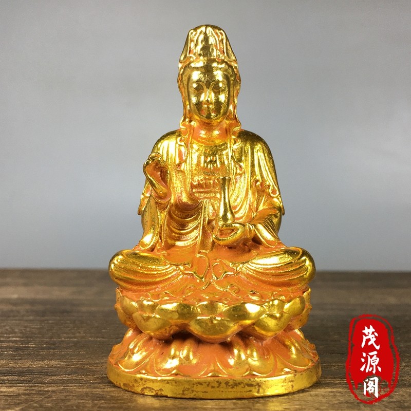 珍藏纯铜鎏金净瓶观音菩萨铜像家居客厅供奉招财纳福风水摆件铜器