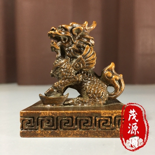 古玩仿古雕刻麒麟印章九天玄女印章铜器家居书房桌面镇纸摆件收藏