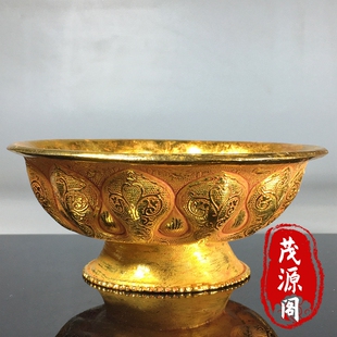 回流大唐贞观年纯铜鎏金宫廷御用招财进宝金碗聚宝碗家居装饰摆件