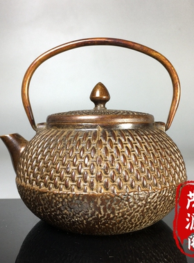 复古提梁老铜壶茶壶酒壶老物件茶道禅意摆件老铜器家居装饰品摆设